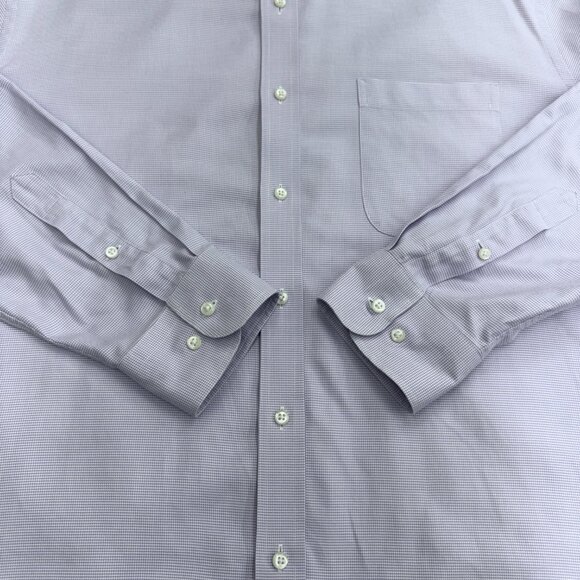 NORDSTROM Men's Button Up Dress Shirt, Size 17 34-35 Trim Fit 100% Cotton Purple - Picture 8 of 12
